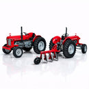 Miniatura Ultra Realista Massey Ferguson 65X + Arado 3 Bacias  - 1/14 (Controle Remoto)